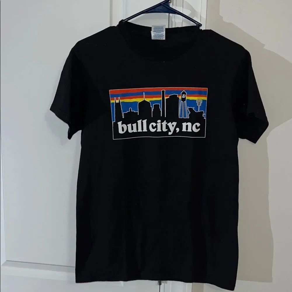 Durham Bulls Patagonia Style Bull City logo carolina Black baseball T shirt S
